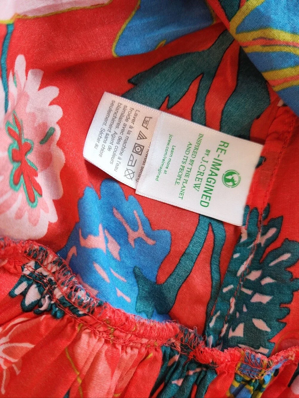 J. Crew Coral Floral Button-Front Tiered Mini Dress